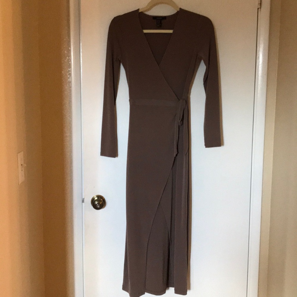 Tan wrap dress